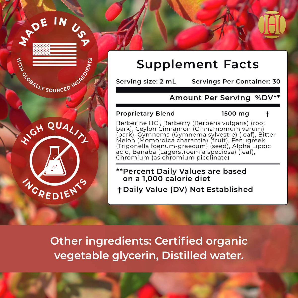 Blood Sugar Support Herbal Complex 1500mg — BERBERINE + ALA