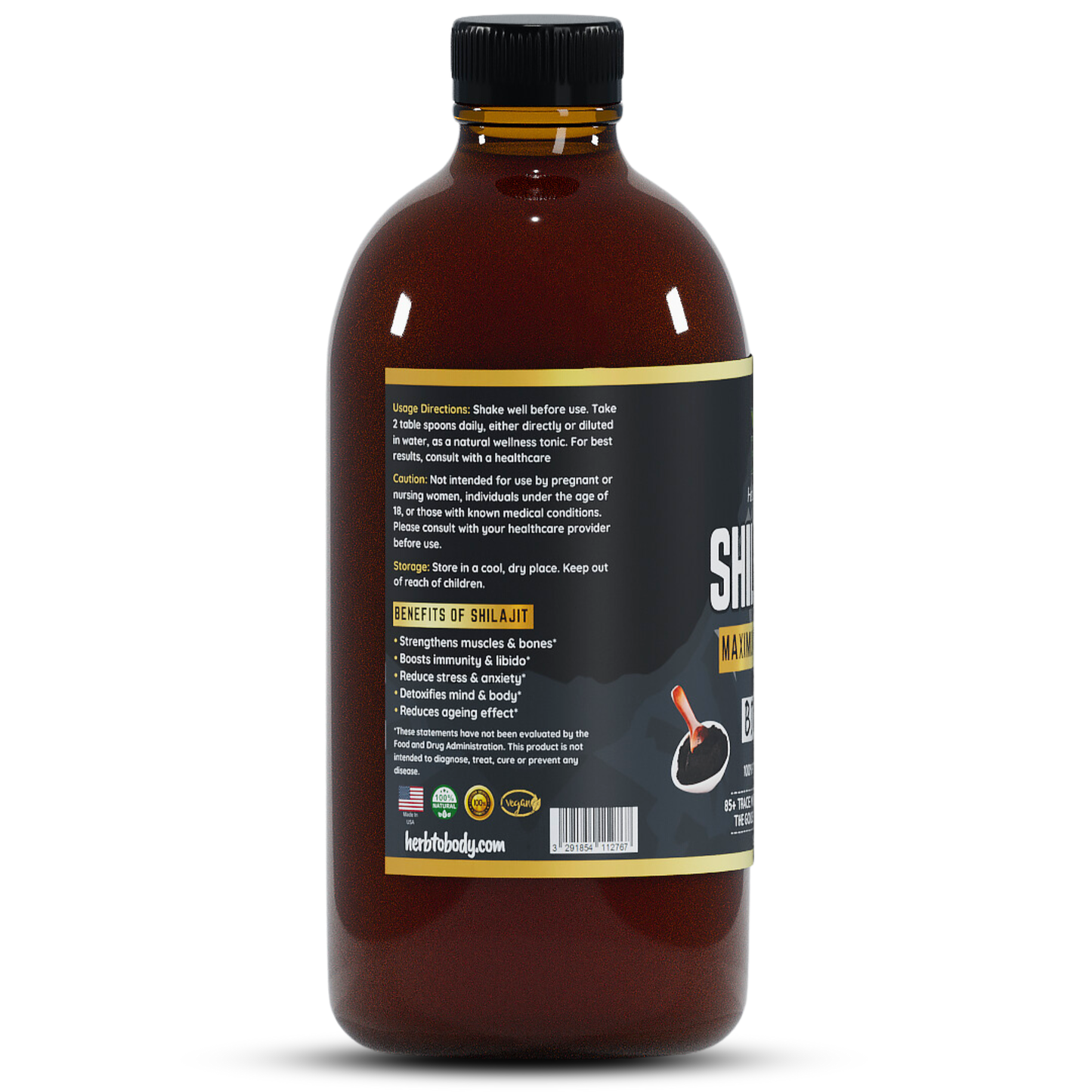 Shilajit Bitter 16oz | Himalayan Wildcrafted Herbal Tonic