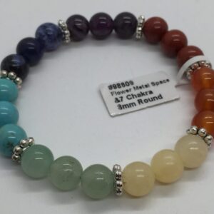 Bracelet - 7 Chakra w/Flower Spacer